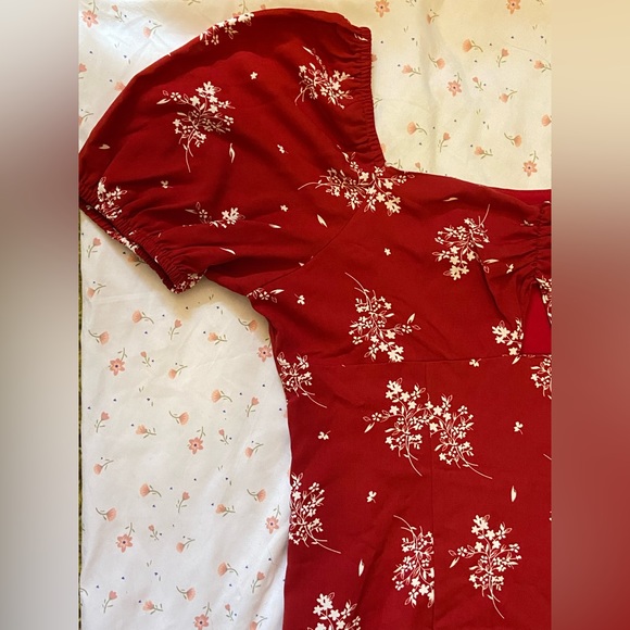 NWT- Rihoas- Tie Cutout Floral Midi Dress- Size XL - Picture 6 of 11